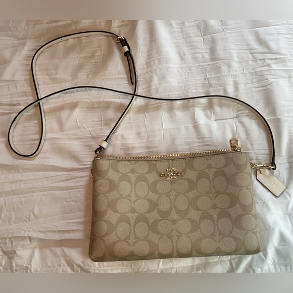 Coach Bags Coach Lyla Crossbody In Signature Canvas Cream And Tan